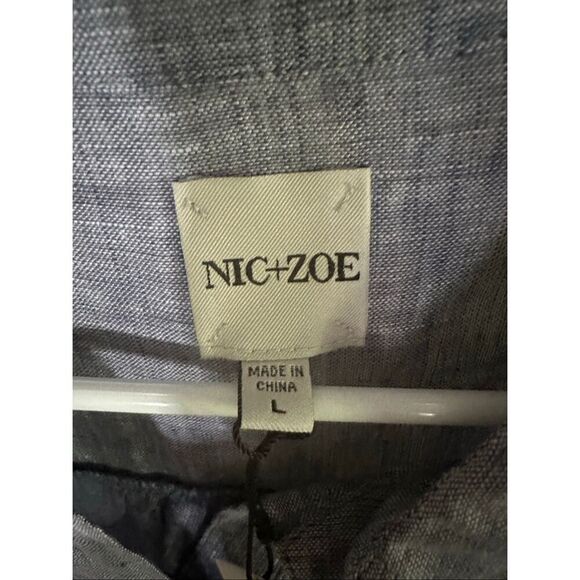 NIC+ZOE Drifty Linen Shirt Dress blue button up large - Picture 6 of 7